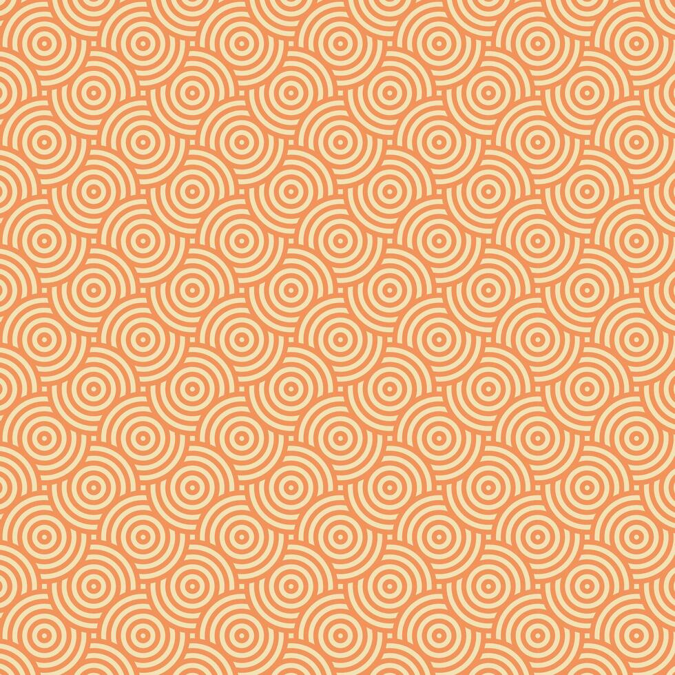 Repeating concentric circles in orange and cream. Suitable for backgrounds, prints, textiles, packaging, and graphic design projects. Vibrant and modern. vector