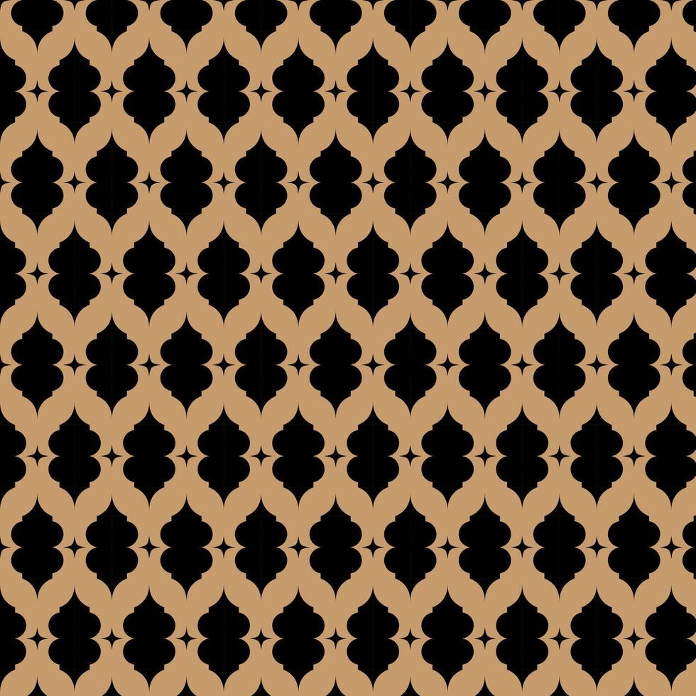 Geometri pattern brown, tan background with repeating black fourpointed star and teardrop shapes ideal for adding an elegant touch to graphic design projects. vector