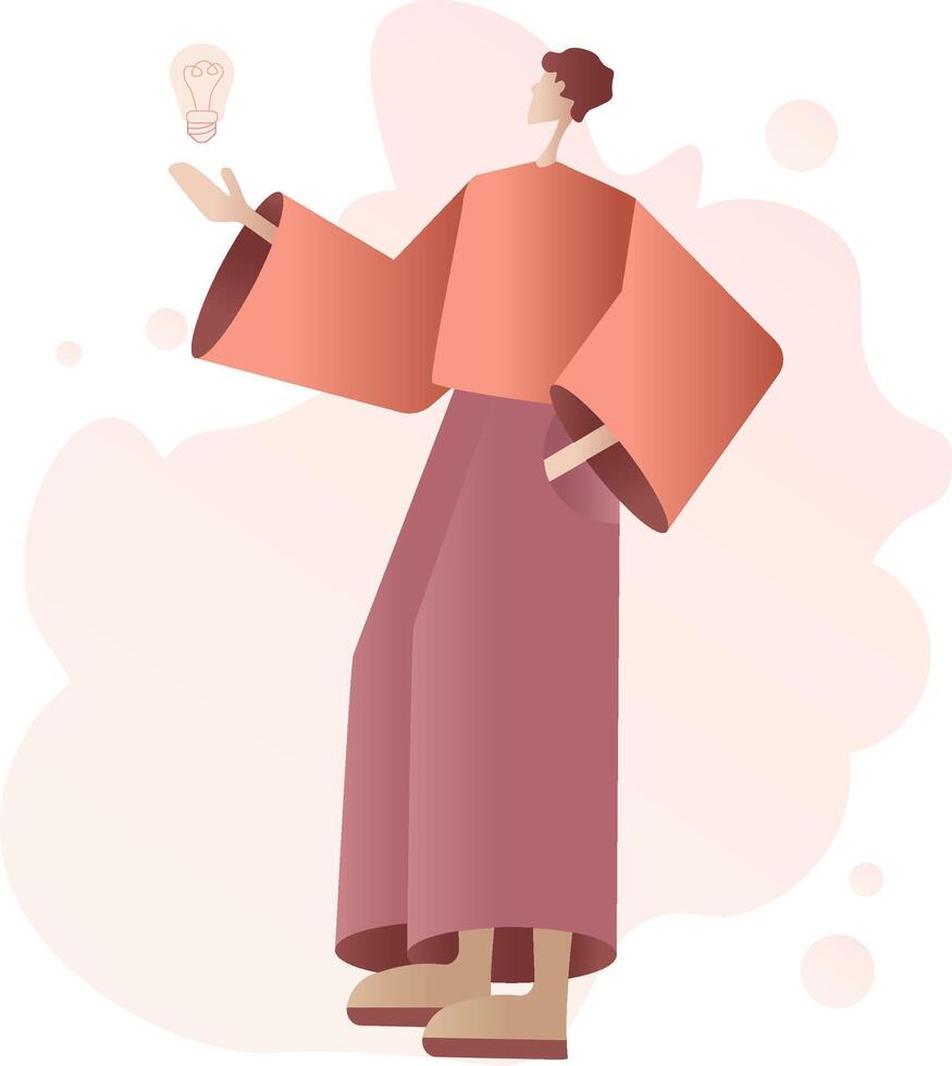 Illustration of a young man who came up with an idea vector