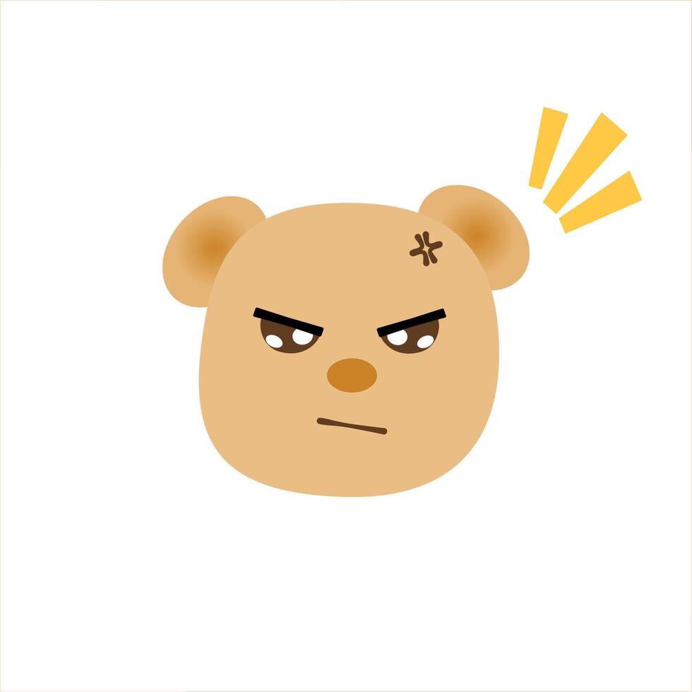 Angry bear face on white background vector