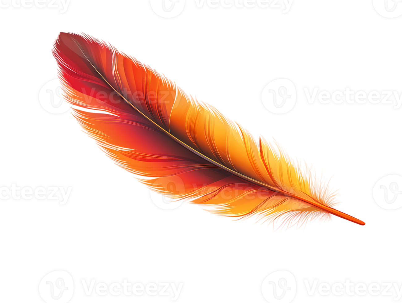a red and orange feather on a transparent background png