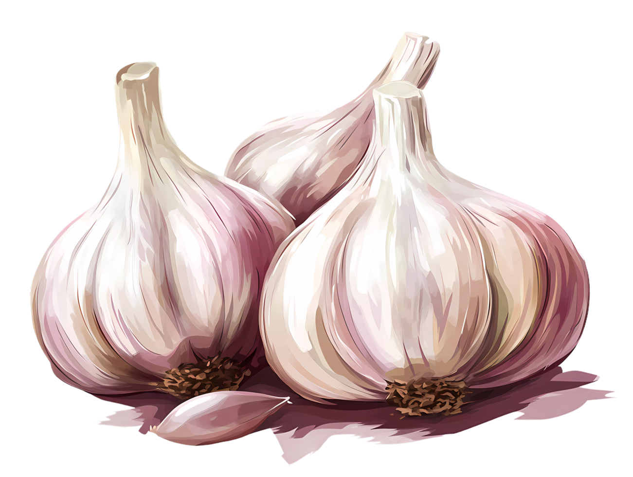 three garlic bulbs on a transparent background png