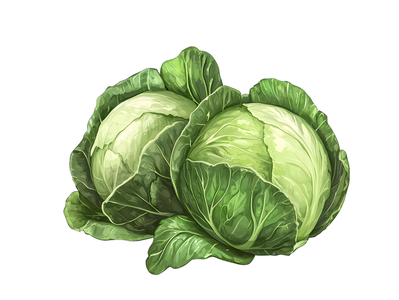 cabbage, green, isolated on transparent background png