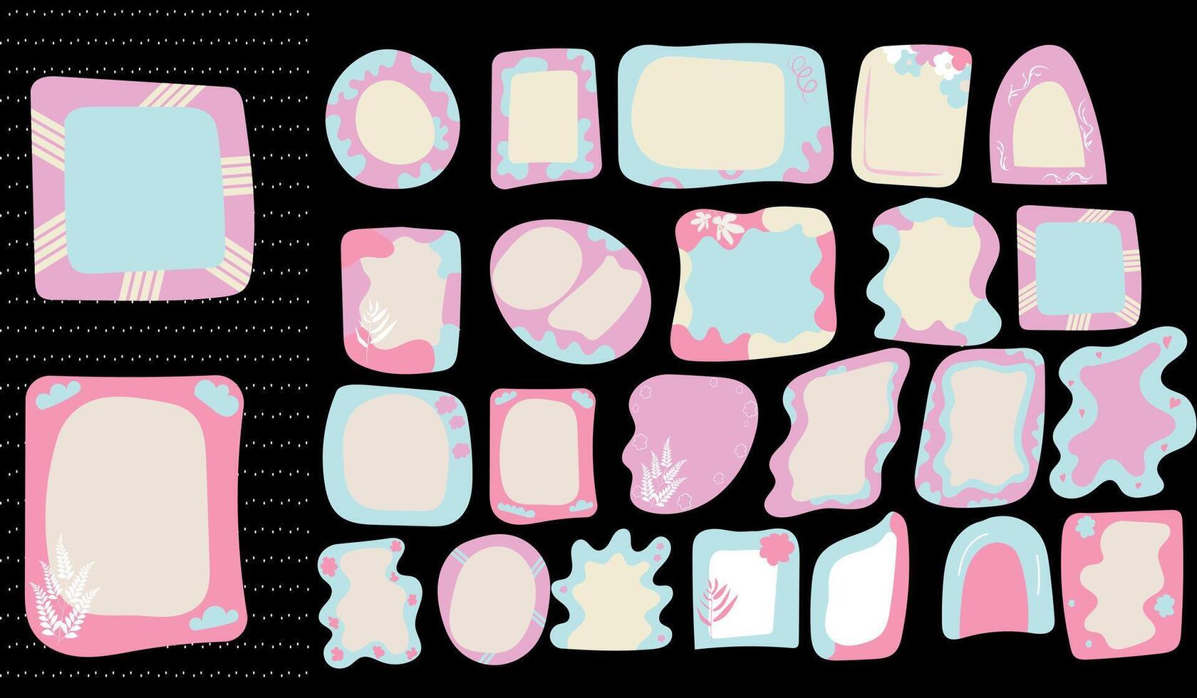 Hand drawn multicolored psychedelic retro textbox for social media. Trendy graphic template of curved frame . groovy style . illustration vector