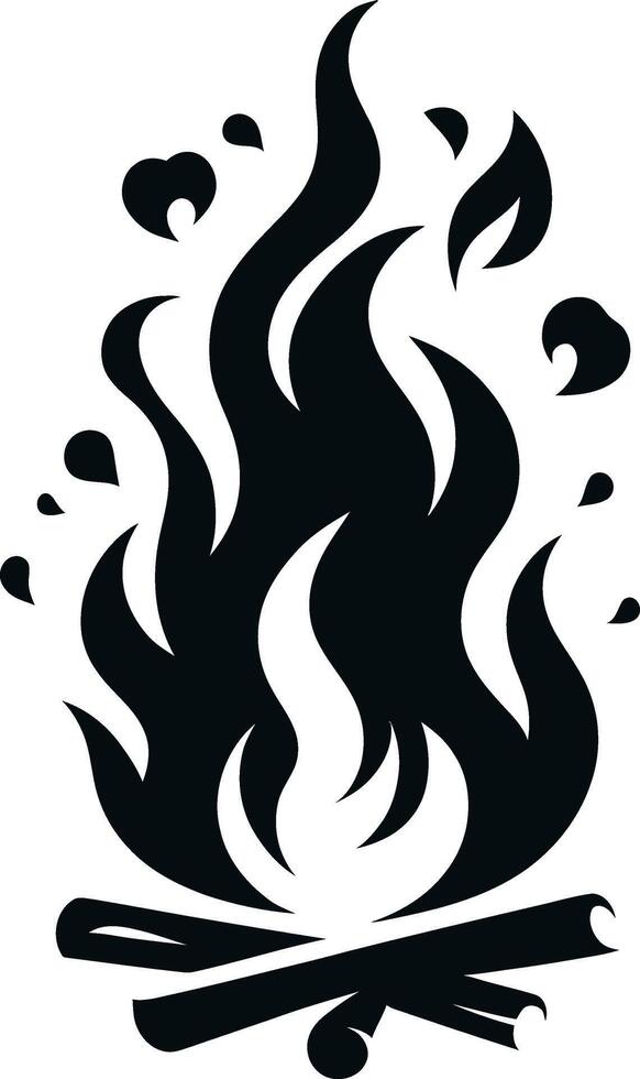 Flames symbols flat style silhouette, fire silhouette vector