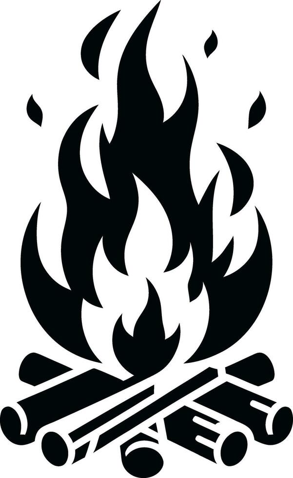 Flames symbols flat style silhouette, fire silhouette vector