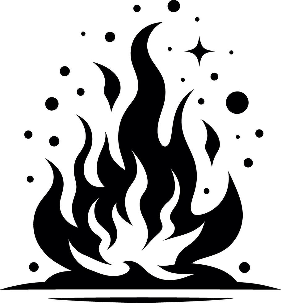 Flames symbols flat style silhouette, fire silhouette vector
