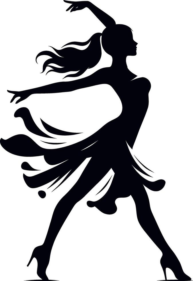 dancing girl black silhouette, Ballet girl isolated on a white background vector