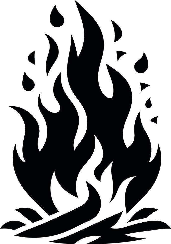 Flames symbols flat style silhouette, fire silhouette vector