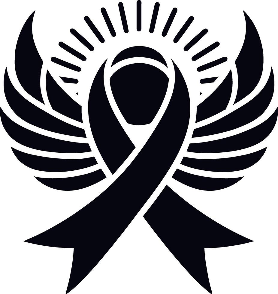 Banners and ribbon silhouettes isolated on a white background, Awareness Ribbon Silhouette illustration with vintage style isolated black and white design vector
