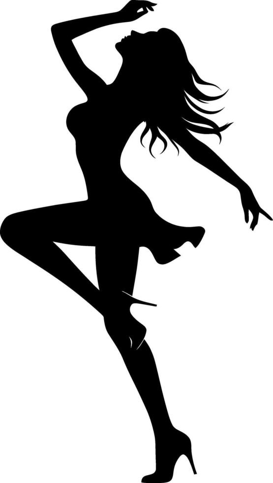 dancing girl black silhouette, Ballet girl isolated on a white background vector