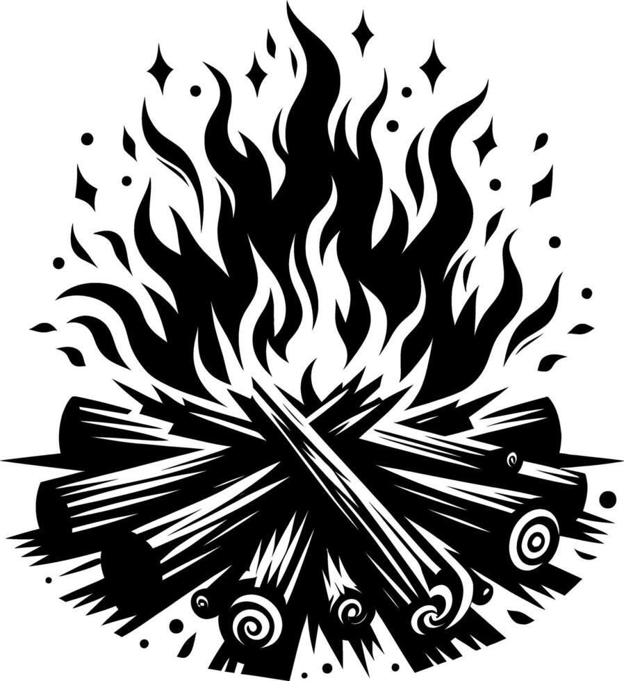 campfire illustration flat minimalistic silhouette style isolated on white background, Flames symbols flat style vect silhouette, fire silhouette, vector