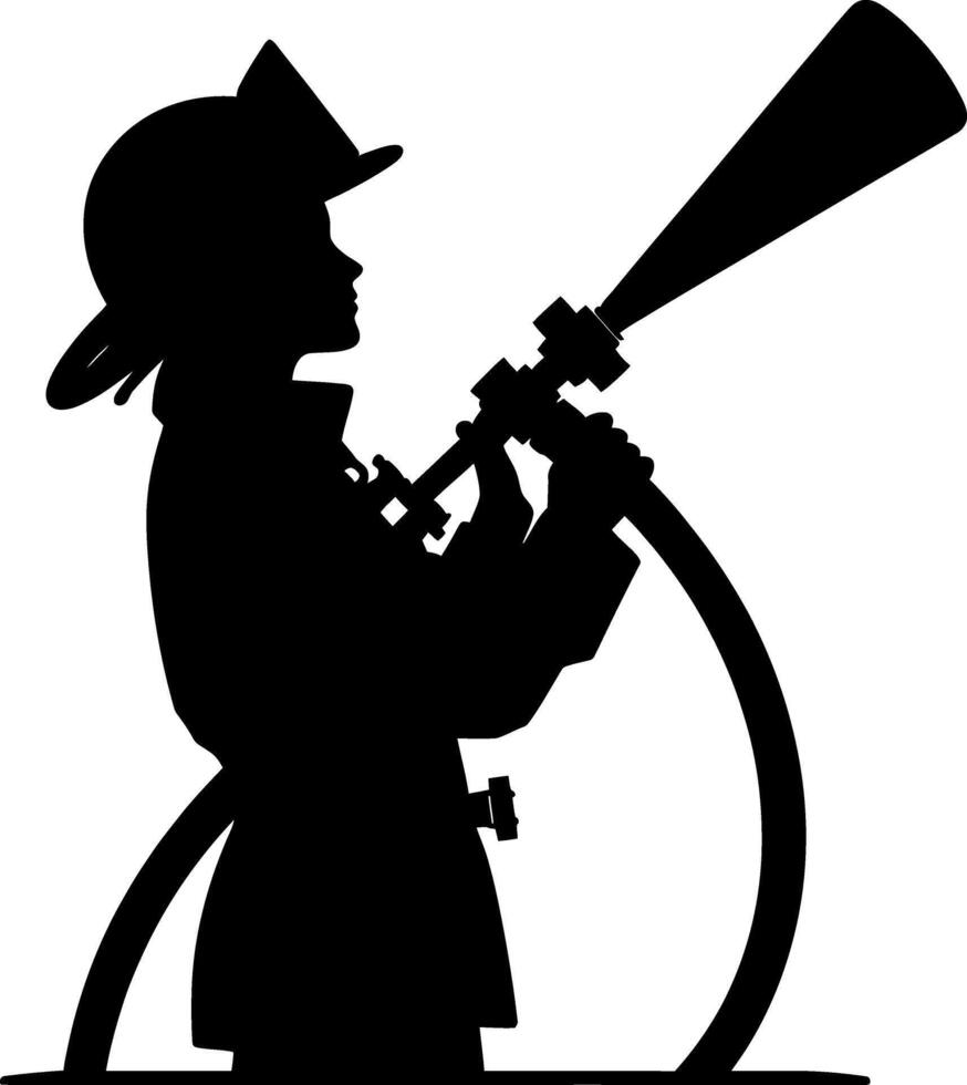 Fire Fighter black silhouette isolated on white background vector