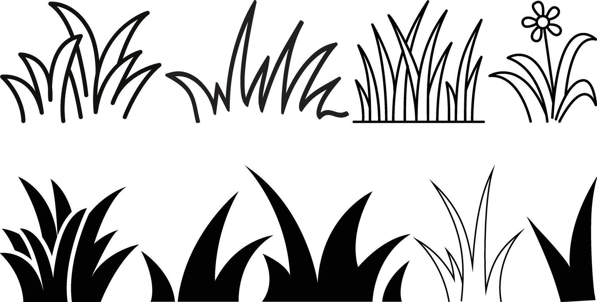 Grass icon set collection vector
