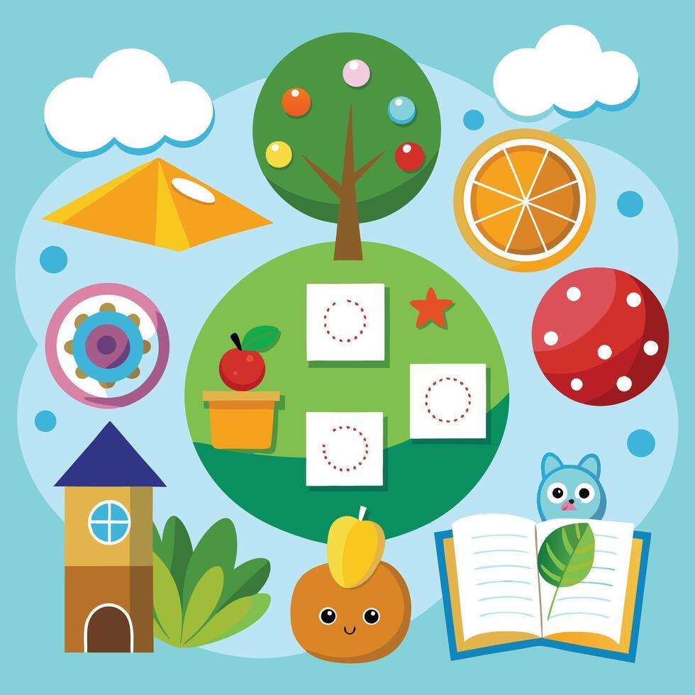 elements with math educational vector