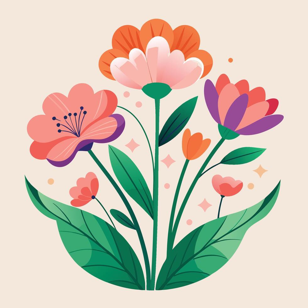 a drawing of flowers with leaves and leaves vector