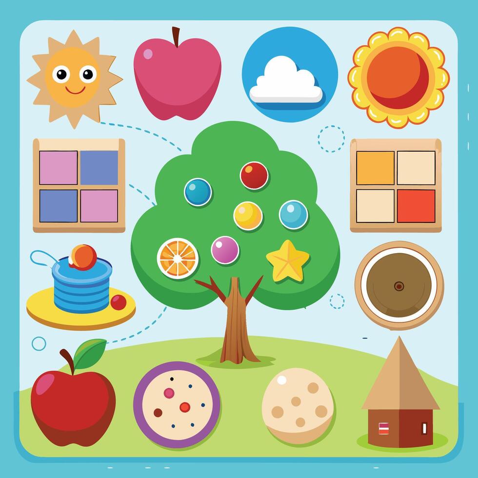 elements with math educational vector