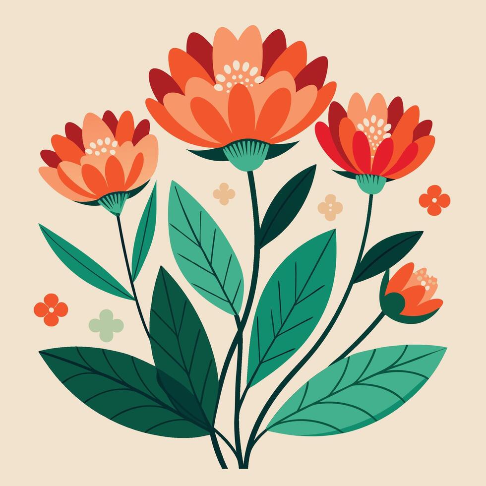 a drawing of flowers with leaves and leaves vector