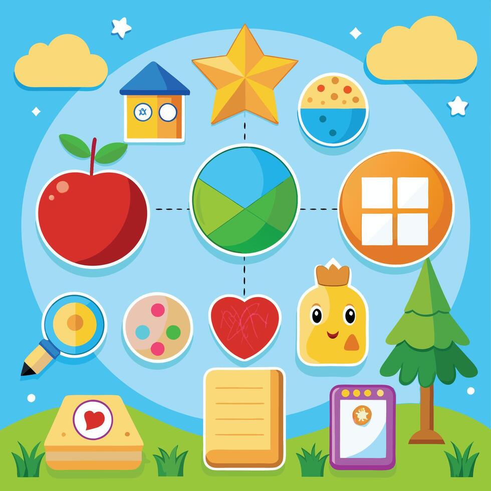 elements with math educational vector