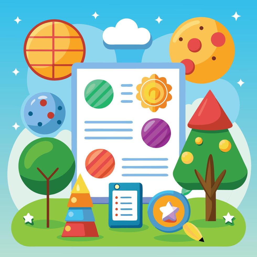 elements with math educational vector
