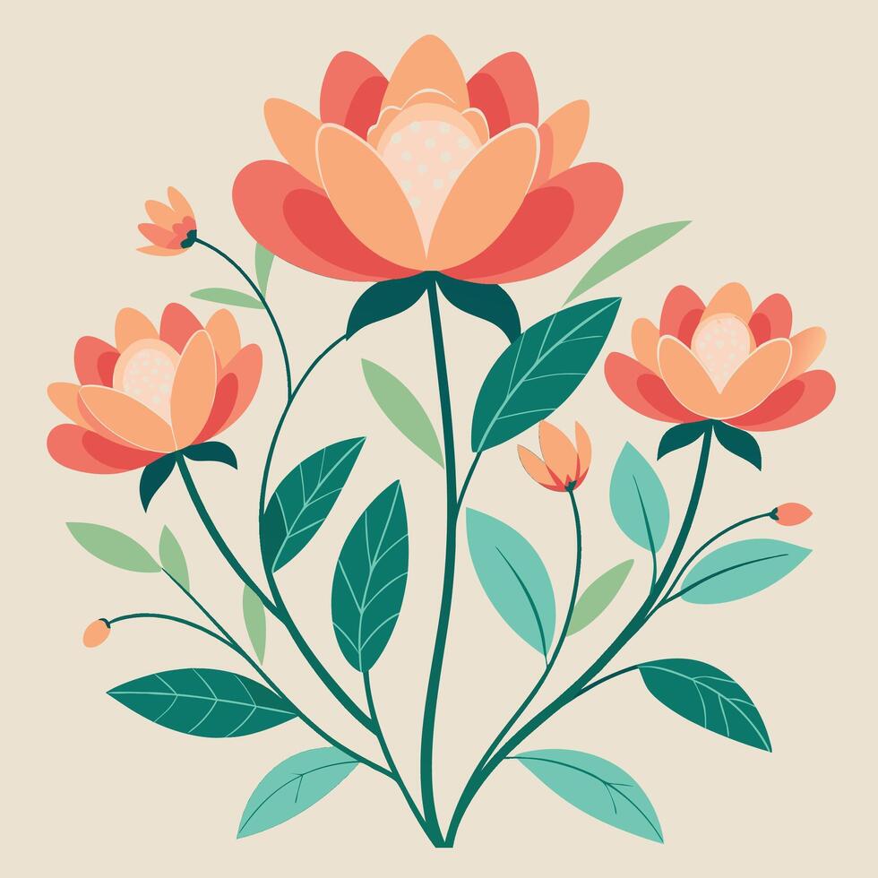 a drawing of flowers with leaves and leaves vector