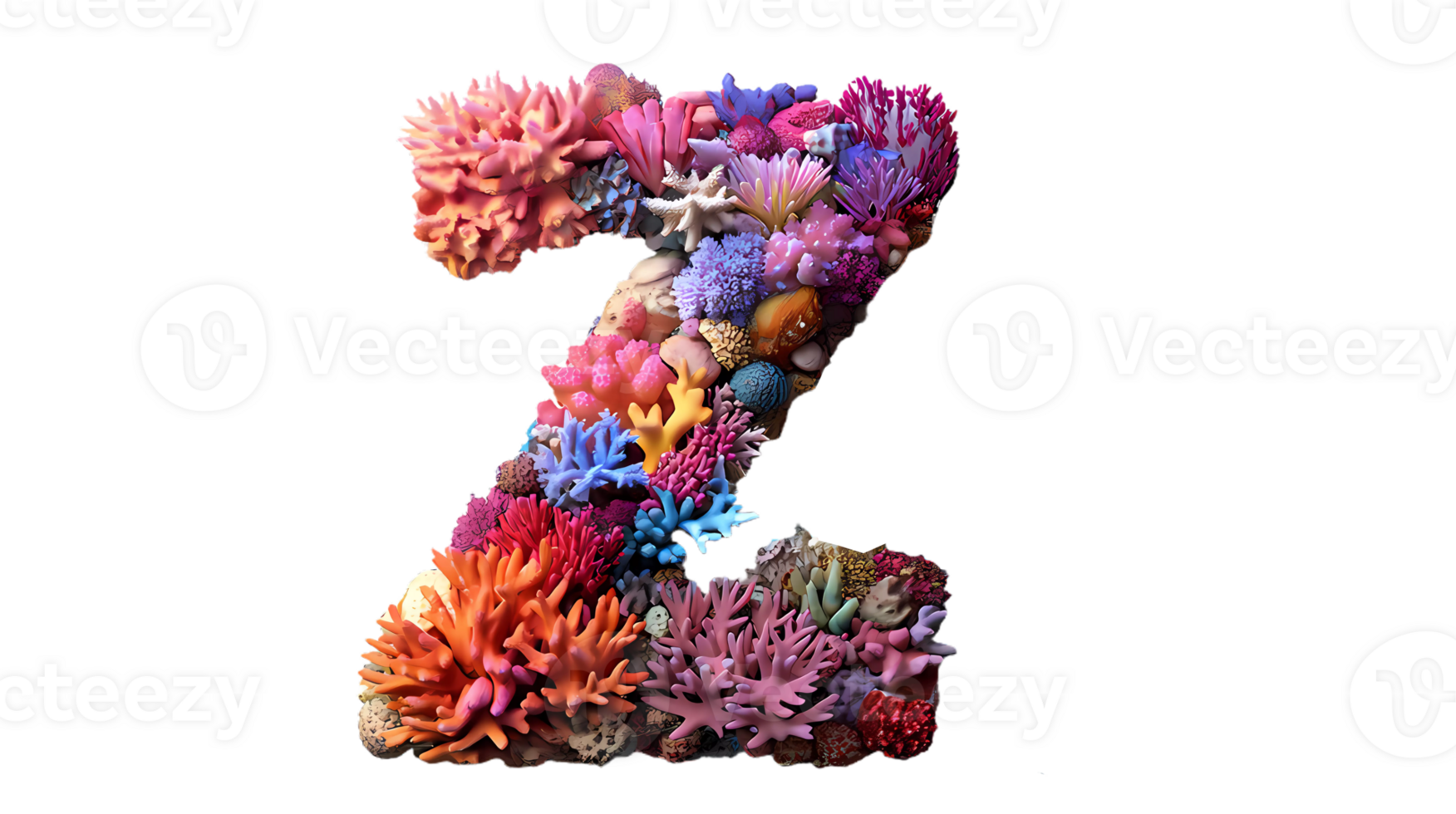 the letter z is made of coral and other sea life png