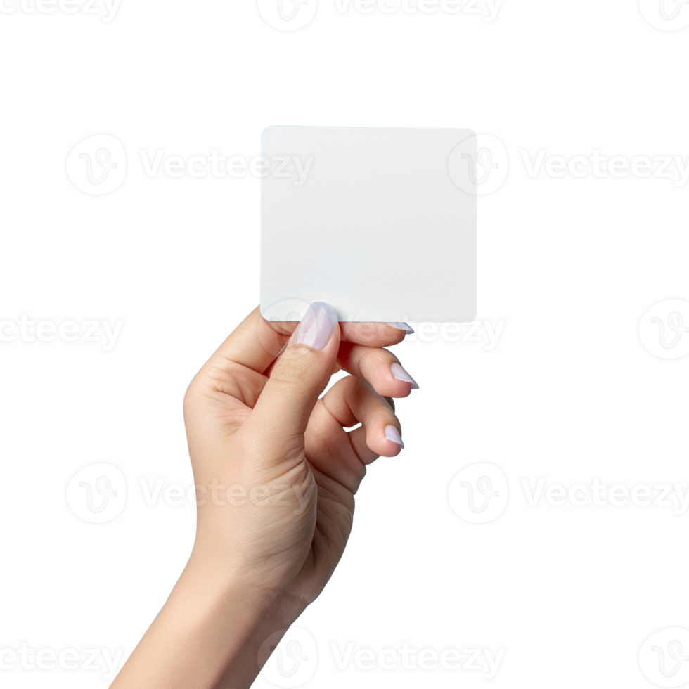 A hand holding visiting card isolated on transparent background, Ai png