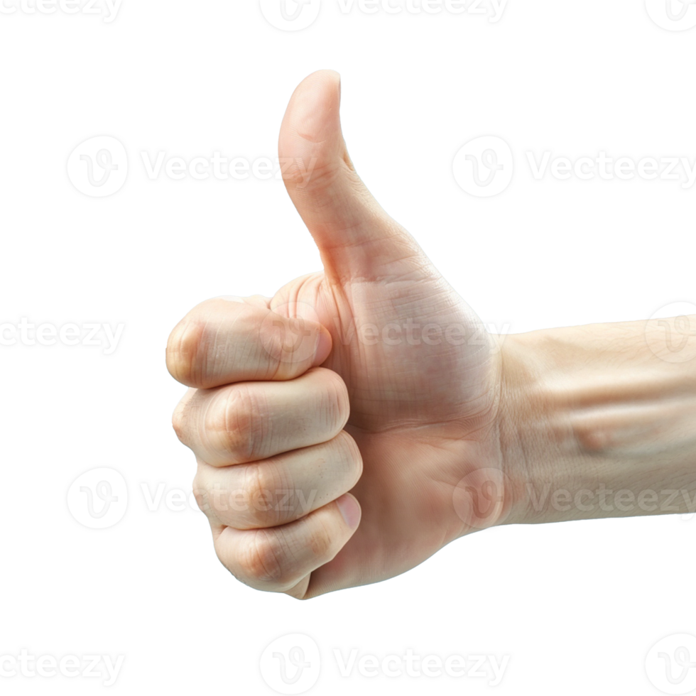 A hand thumb up isolated on transparent background, Ai png
