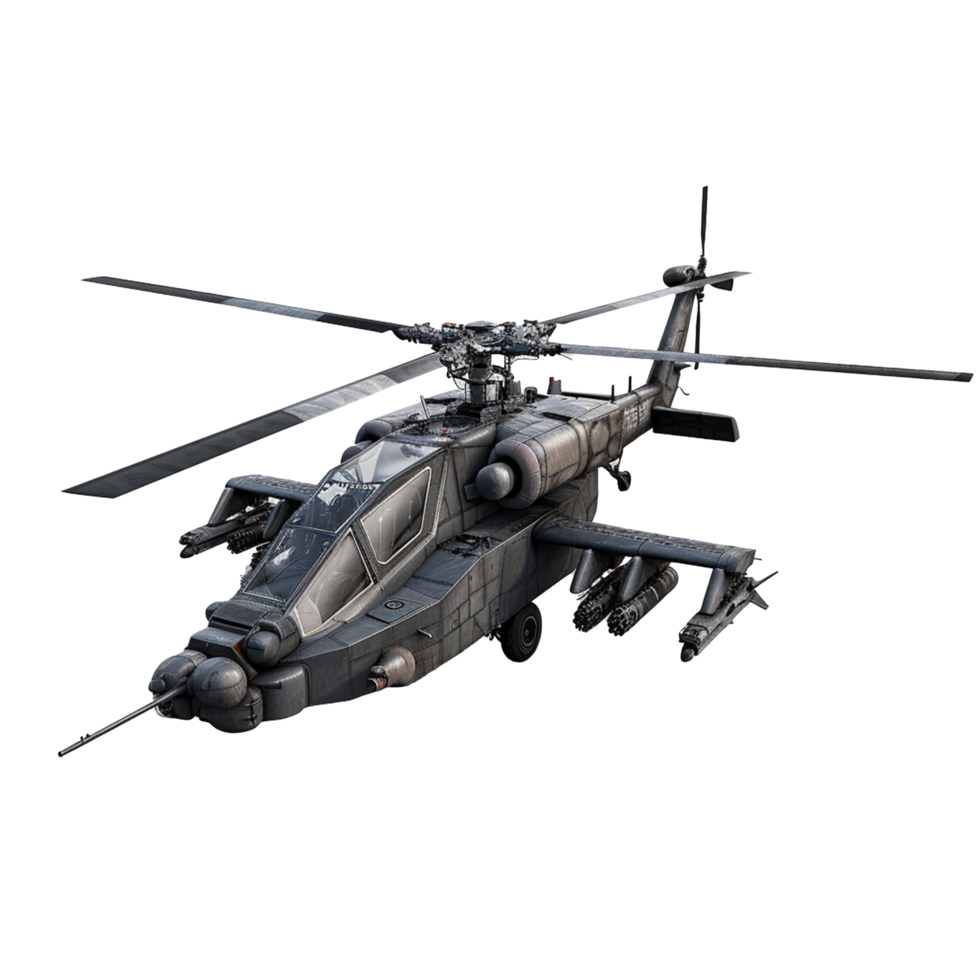 Large military helicopter in flight, isolated on a white background png
