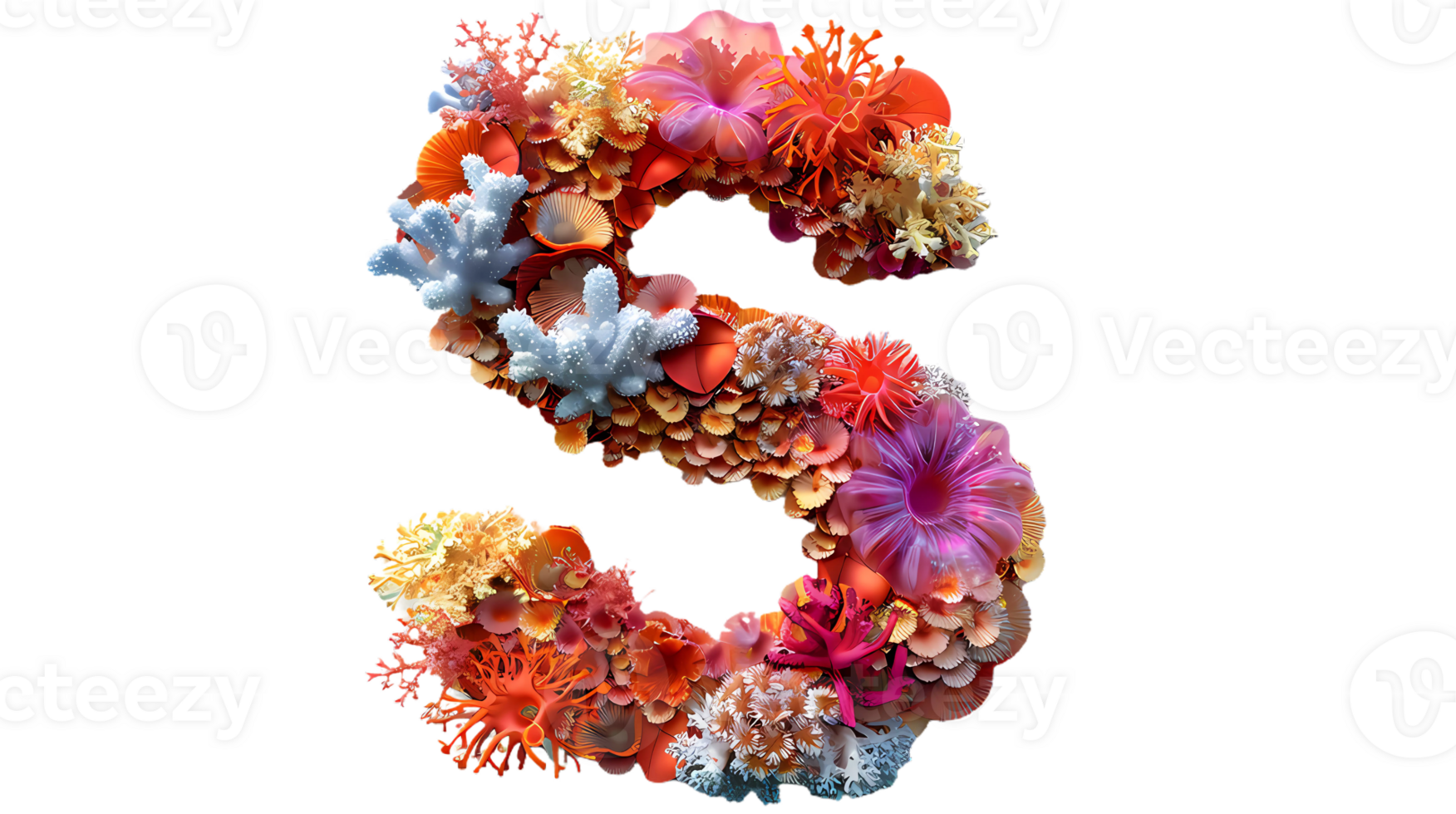 the letter s is made of flowers and coral png