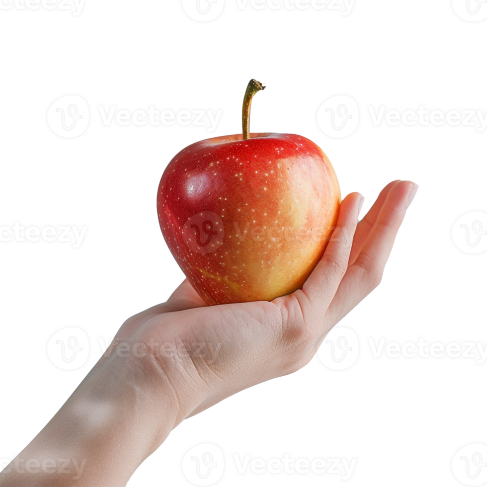 A hand holding apple isolated png