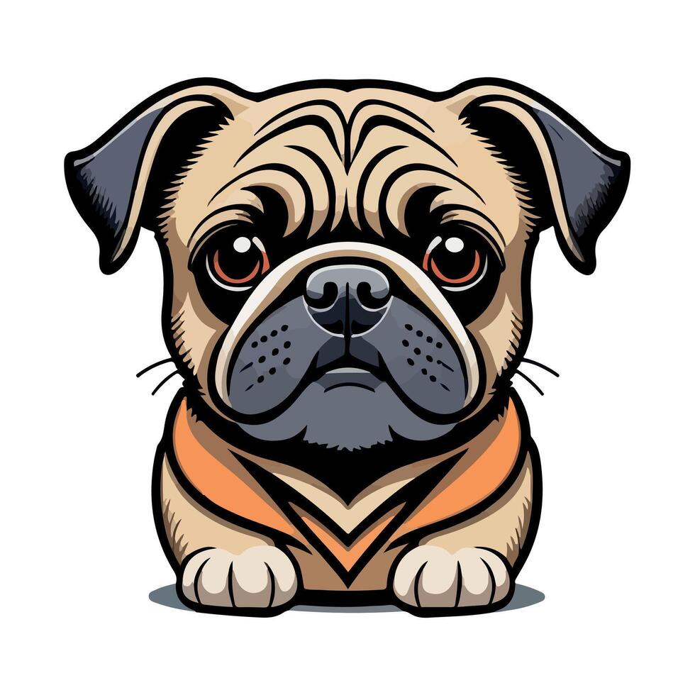 Great and lovely pug carlino dog art vector