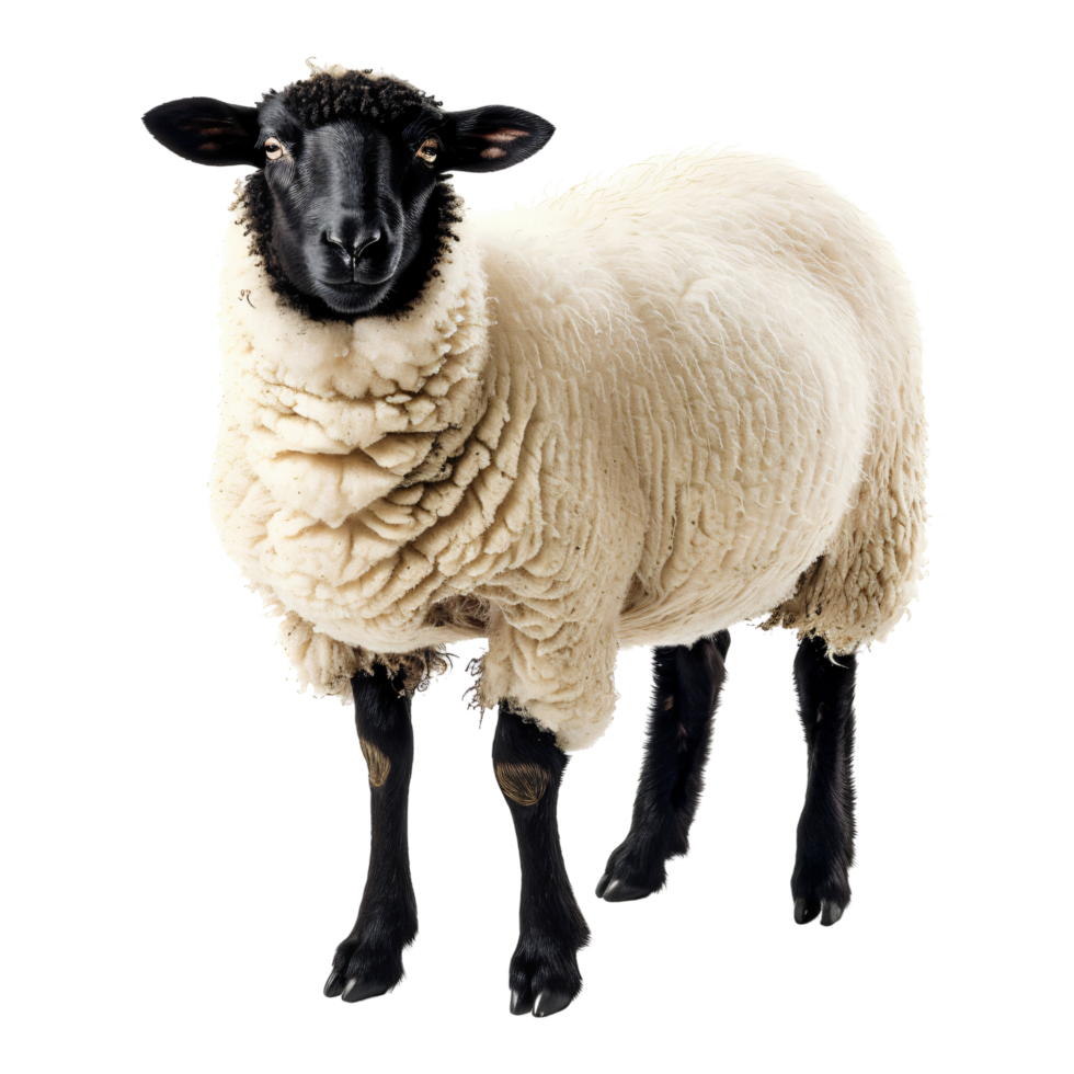 Black and white sheep ram isolated on transparent background png