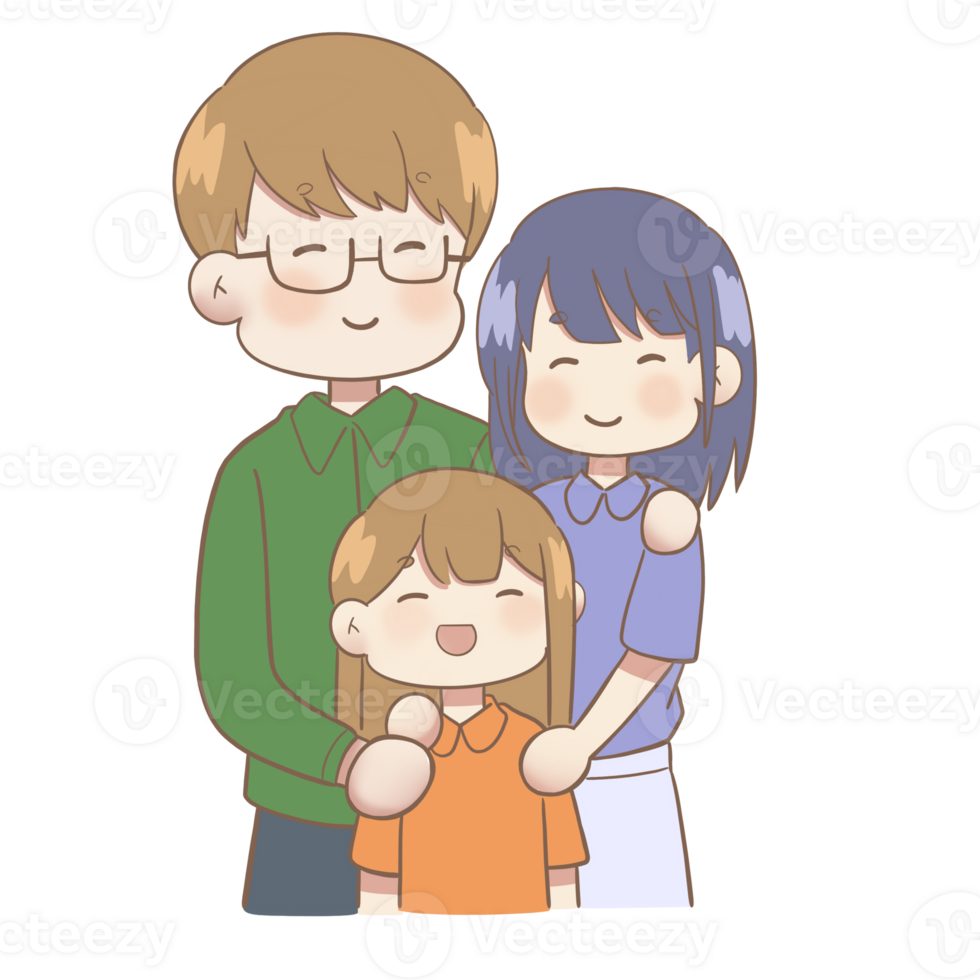 cute cartoon father mother and daughter png