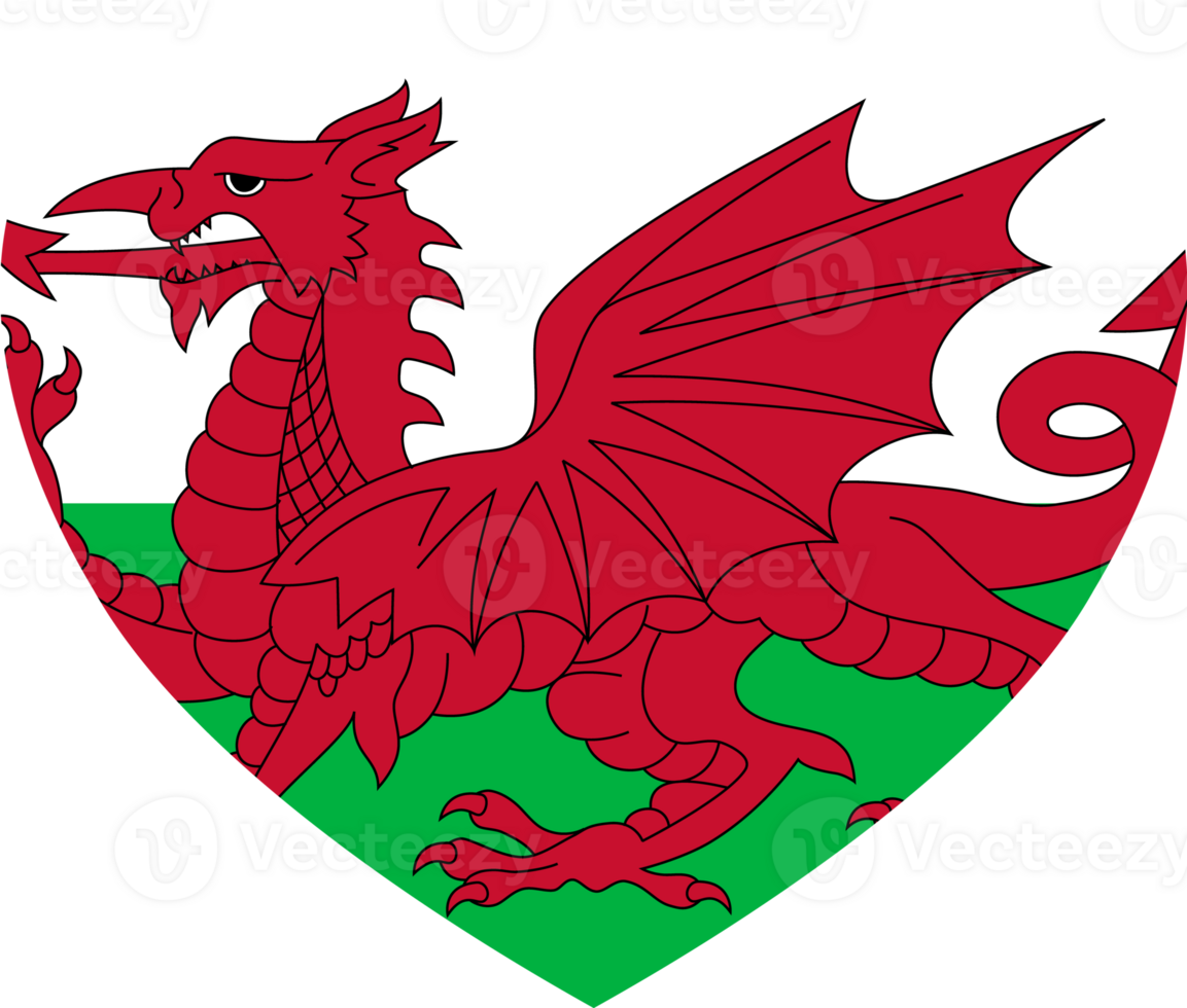 Wales flag heart shape png