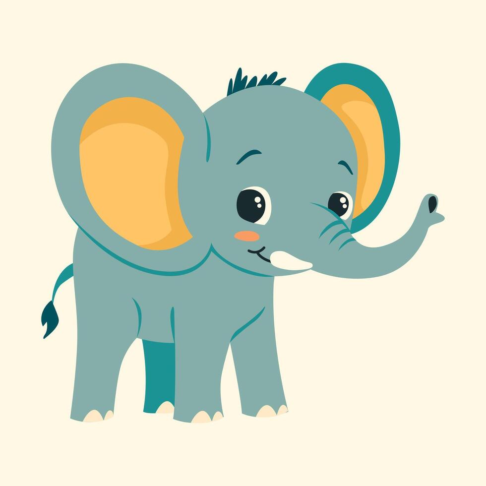 Elephant hand drawing illustration on white background. Cartoon african animal vector
