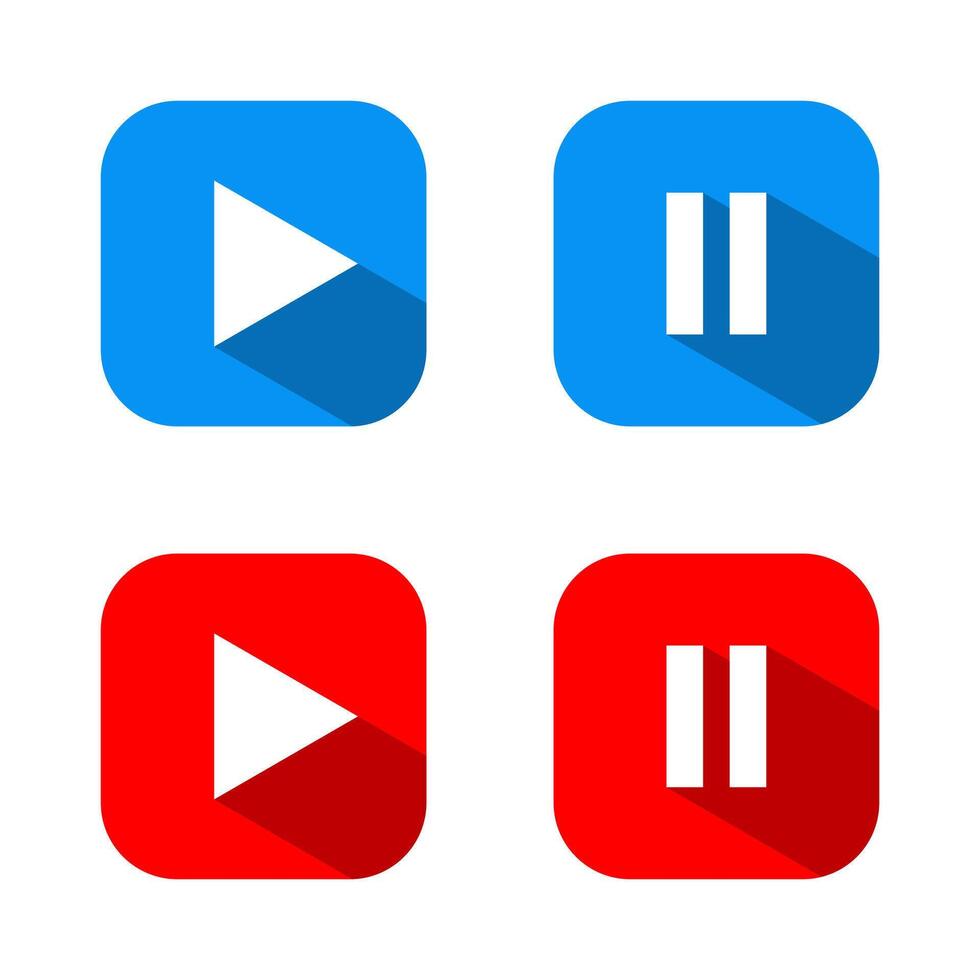 Play and pause button icon on square background vector