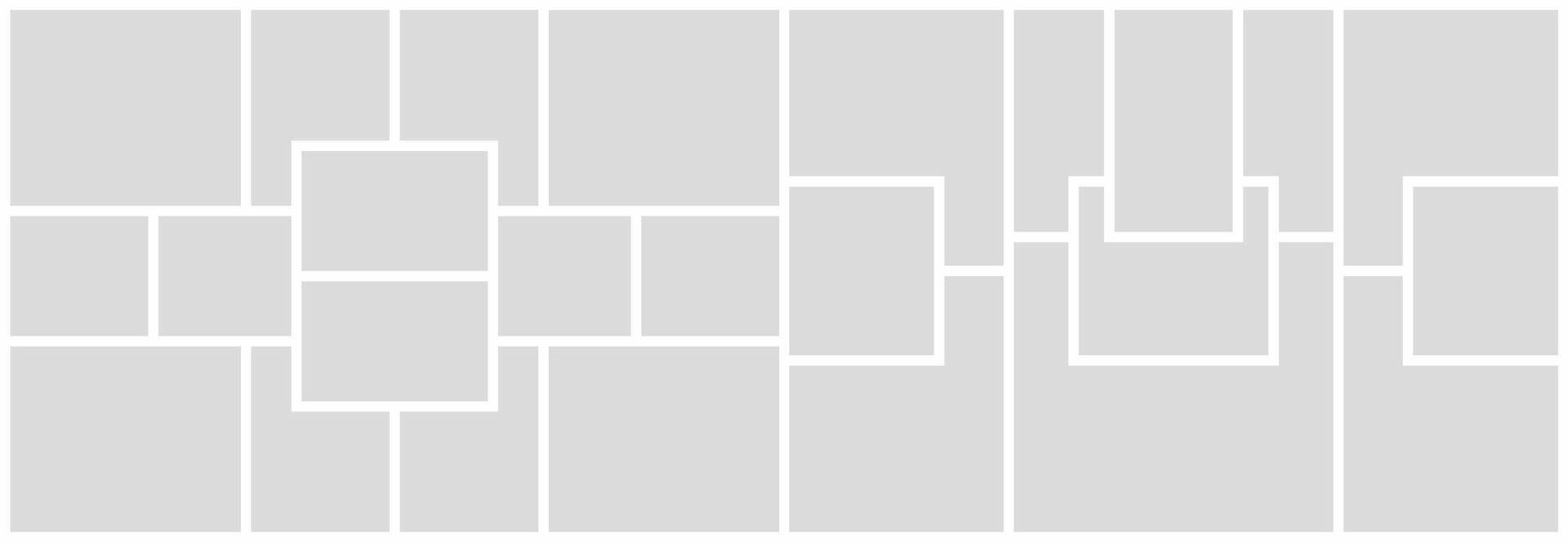 Pictures or photos frame collage. comics page grid layout abstract photo frames and digital photo wall template vector