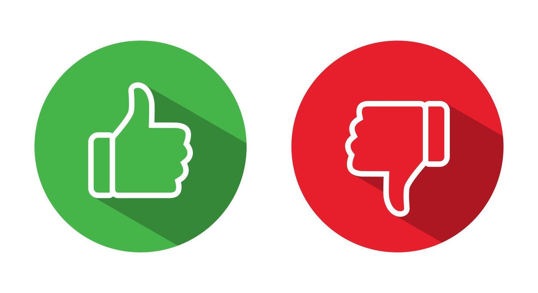 Like and dislike thumb line icon with long shadow vector