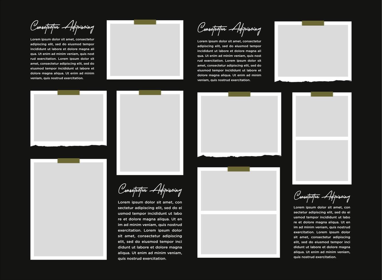 Pictures or photos frame collage abstract photo frames and digital photo wall template vector