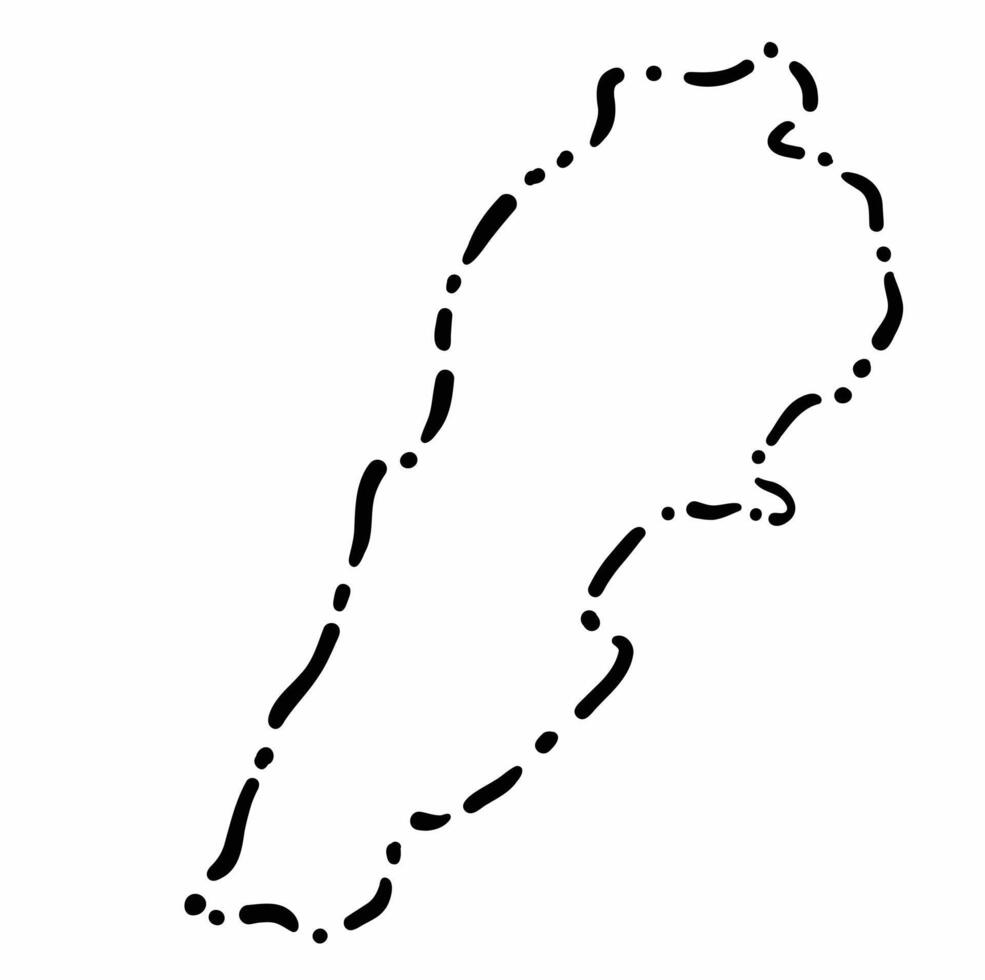 Doodle freehand dash line drawing of Lebanon map. vector
