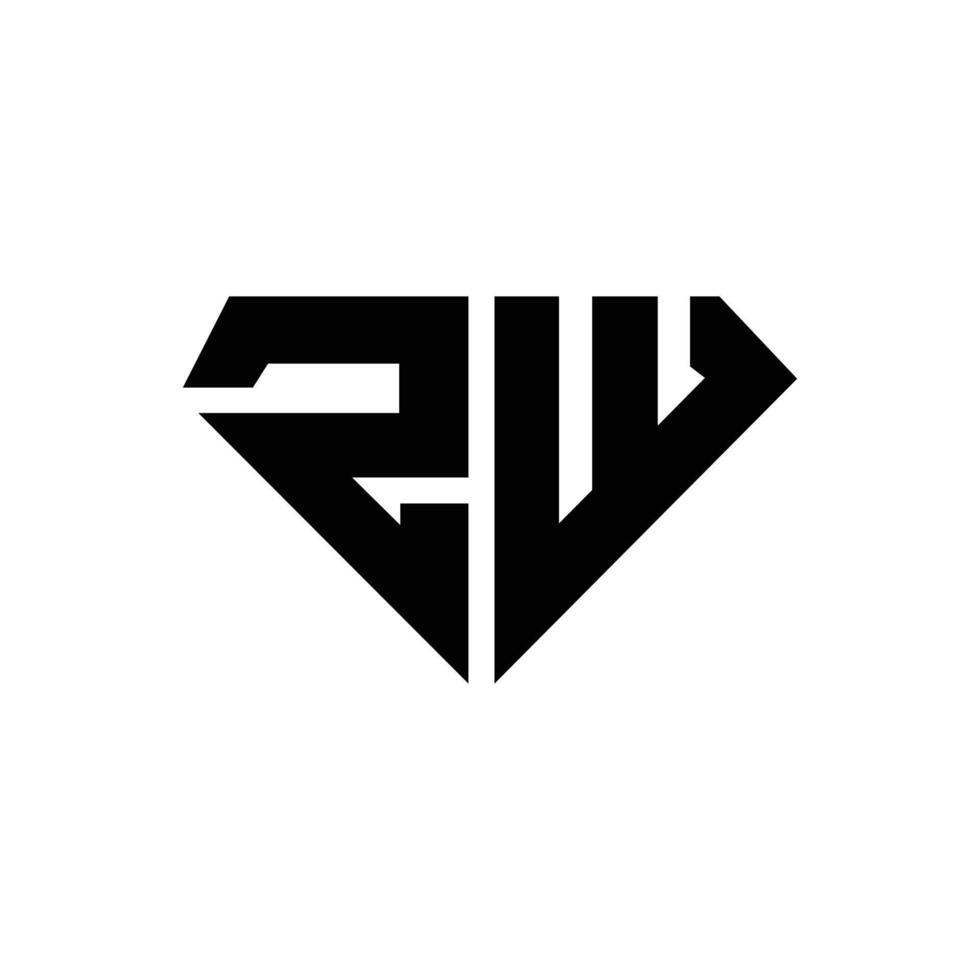 Letter Zw diamond shapes alphabet modern logo vector