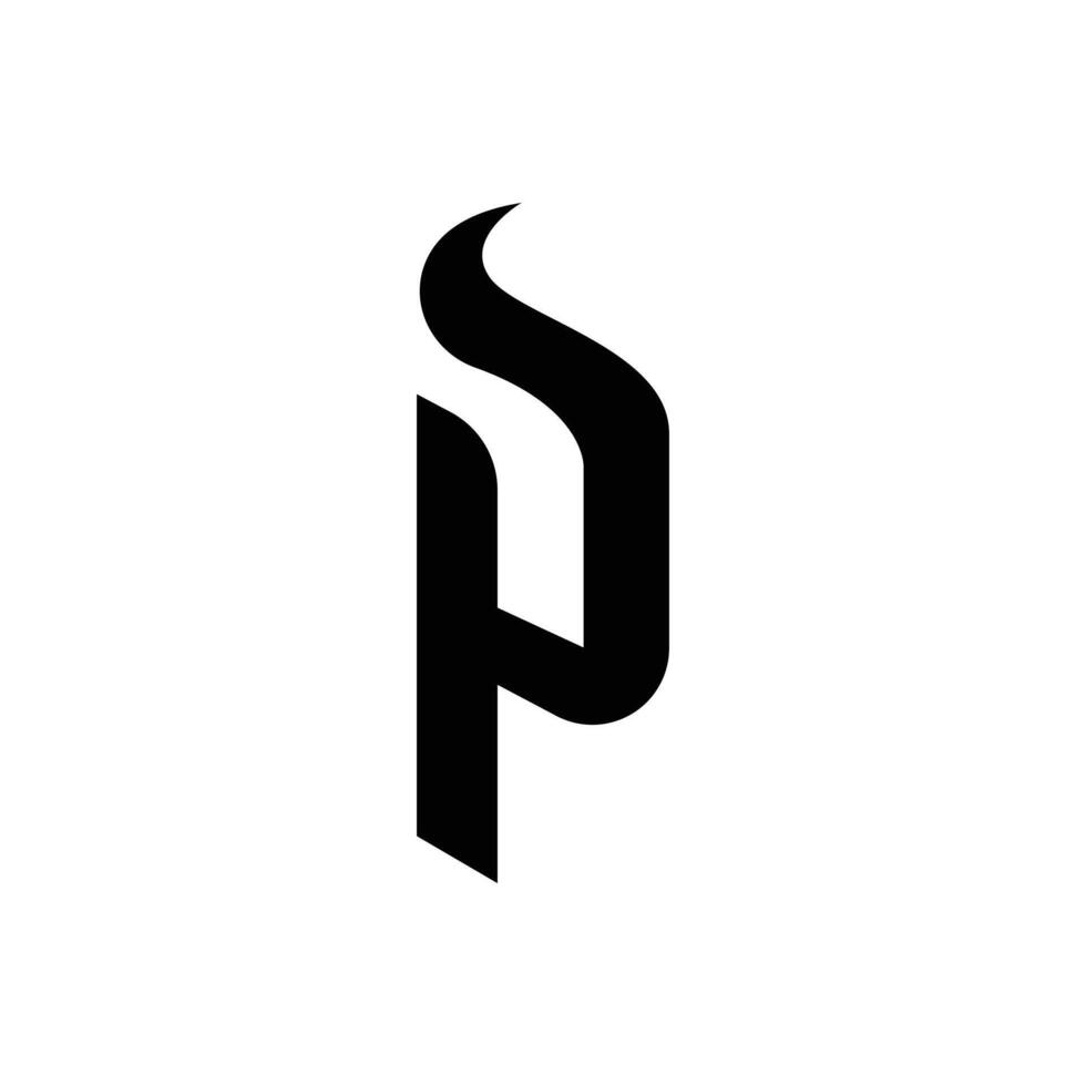 Letter P modern wavy typography logo vector