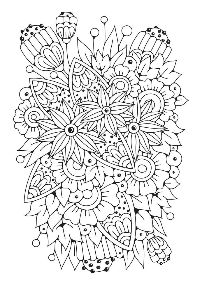 Coloring page, art therapy for children and adults. Artline background for coloring. vector