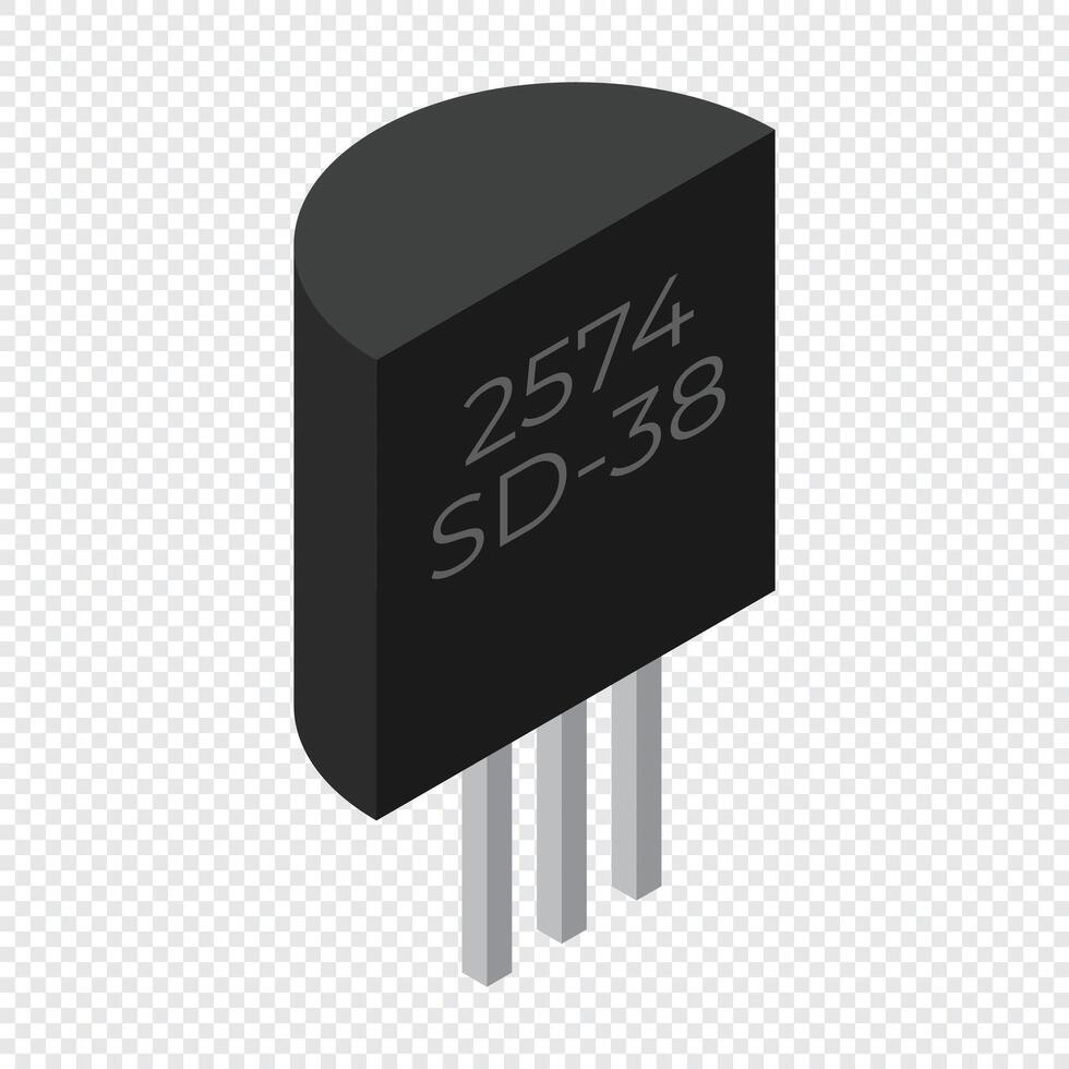 Transistor electronic component. Transistor icon. Isometric transistor. Isometric electronic component. illustration vector