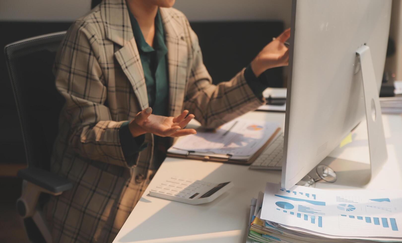 Team of business people working together in the meeting room office, teamwork background charts and graphs banner, double exposure successful teamwork,business planning concept. photo