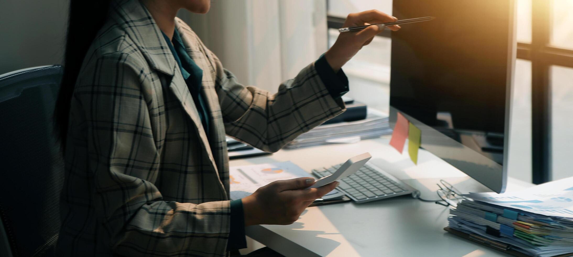 Team of business people working together in the meeting room office, teamwork background charts and graphs banner, double exposure successful teamwork,business planning concept. photo