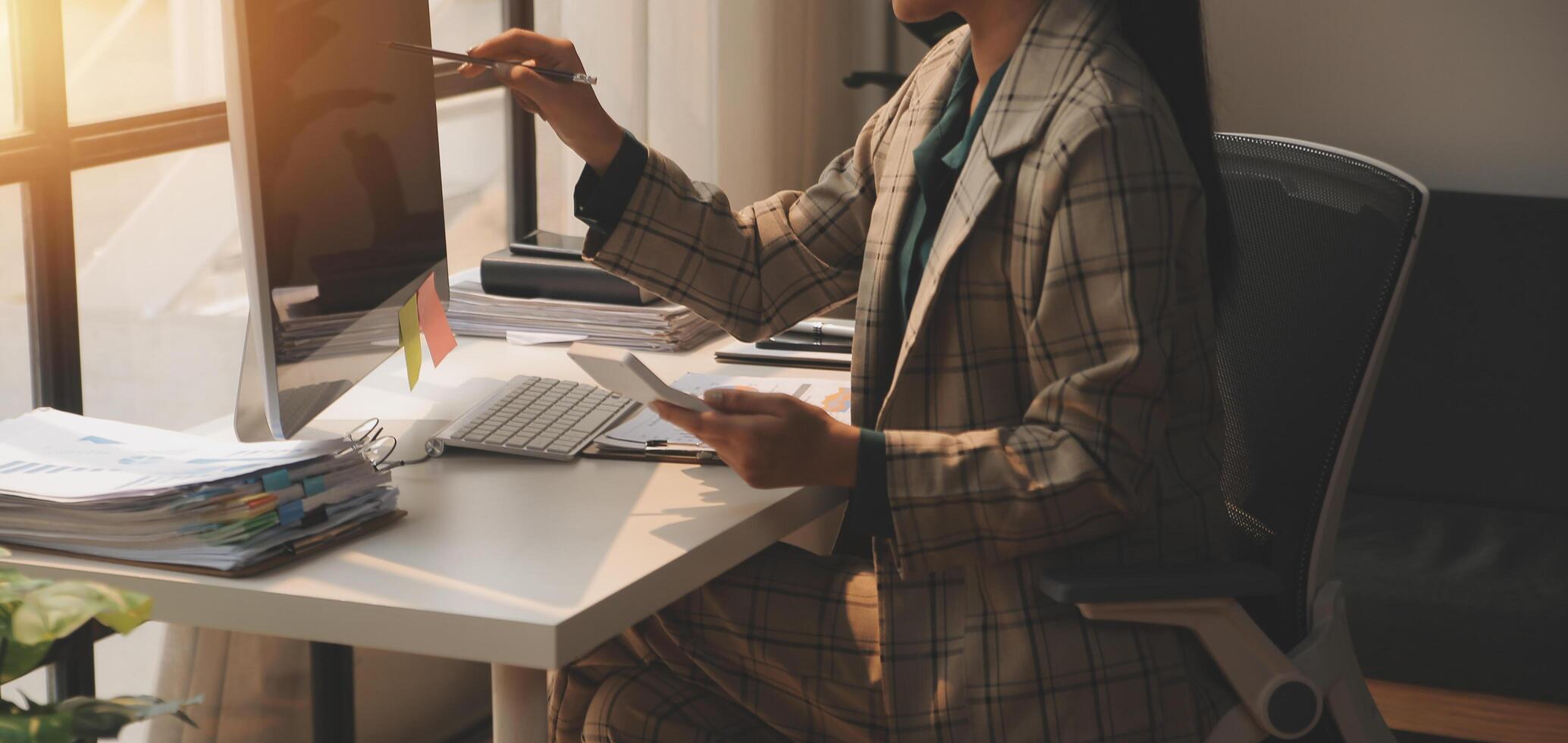 Team of business people working together in the meeting room office, teamwork background charts and graphs banner, double exposure successful teamwork,business planning concept. photo