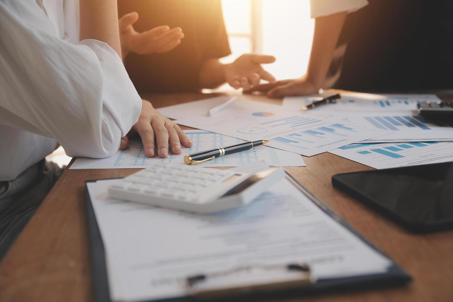 Business meetings to analyze investment strategies and brainstorm sales plans for a more profitable business. photo