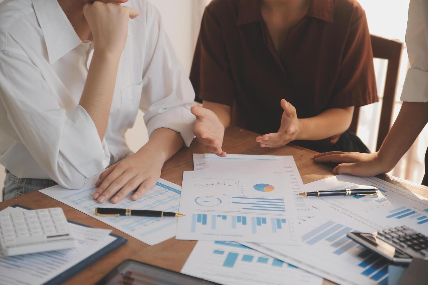 Business meetings to analyze investment strategies and brainstorm sales plans for a more profitable business. photo